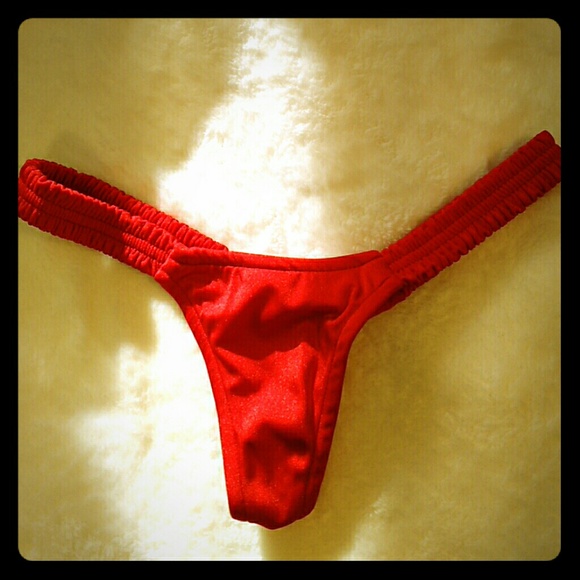 Other - NWOT Red Satin Wide Band Scrunch Thong G-string